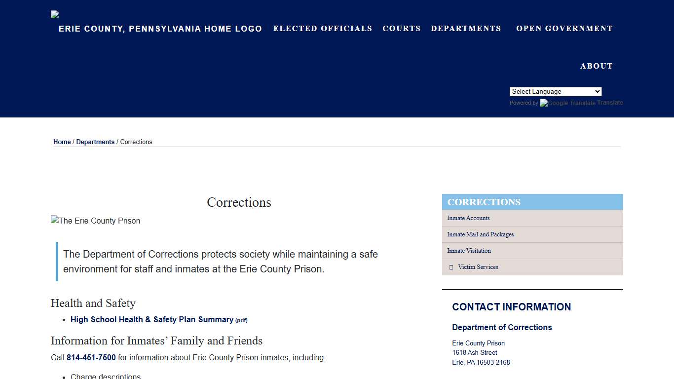 Corrections | Erie County, PA