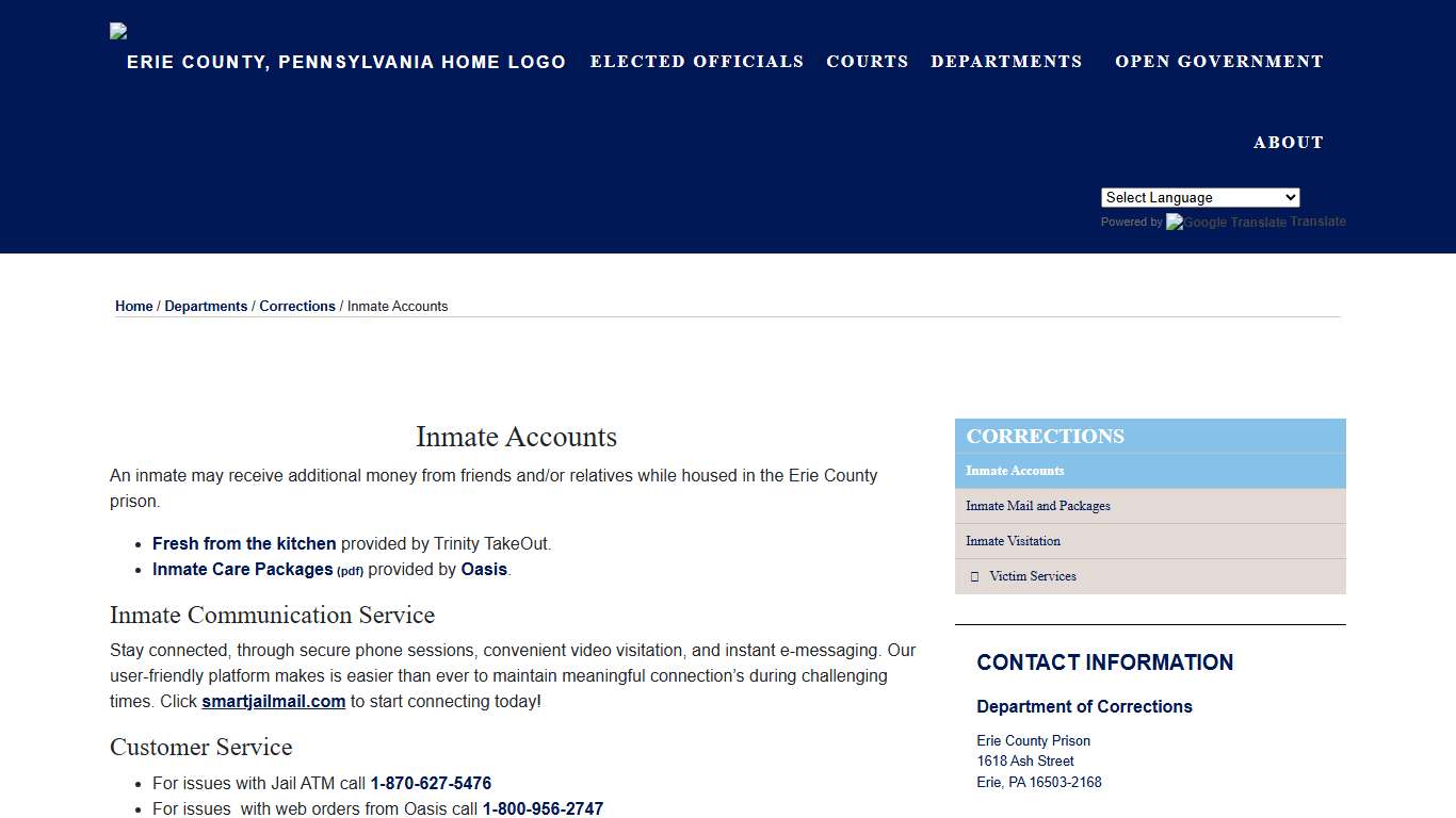 Inmate Accounts | Erie County, PA